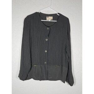 Earth Song Grey Metal Button Down Light Jacket size 16